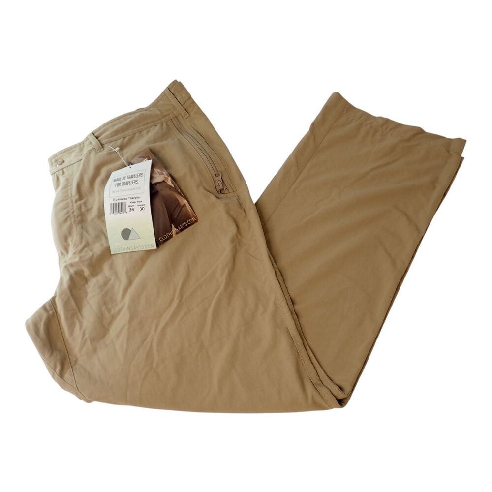 NWT Clothing Arts Pants 36 Khaki Business Traveler Pick Pocket Proof P Cubed